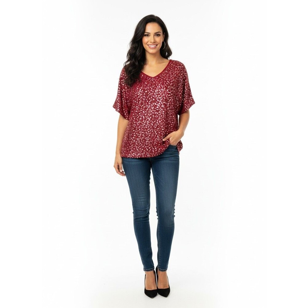 Studio Y Maurices Top Womans Extra Large Sequin V Neck NWT Party Going Out